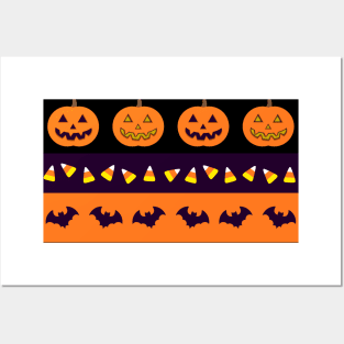 Pumpkins, Candy Corns, and Bats Posters and Art